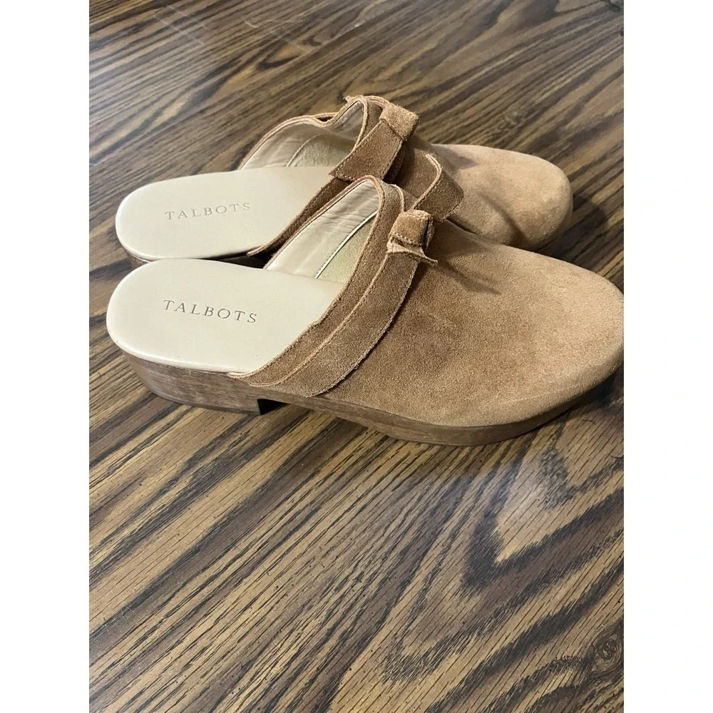 Talbots Winni Suede Wooden Clog Mules Preppy Casual Slip On Bow Women's Size 11M